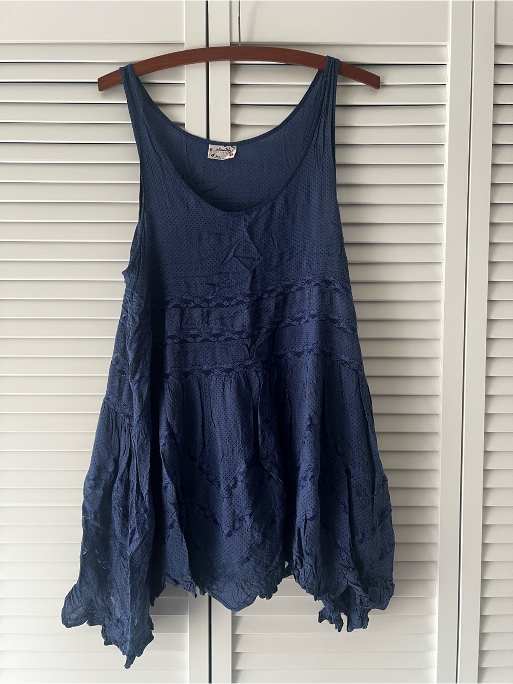 Free People Voile & Lace Navy Slip Dress